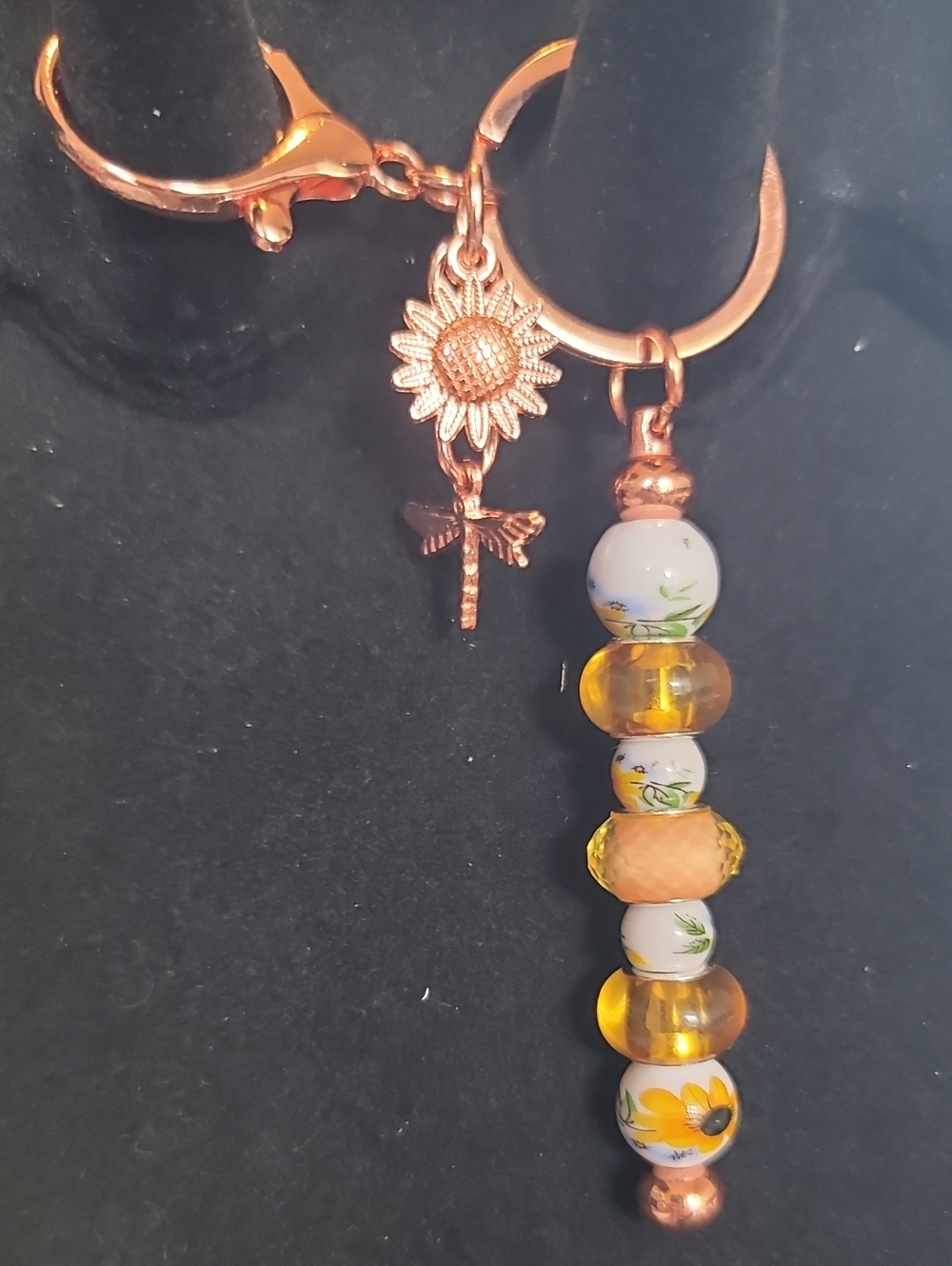 Sunflower Charm Beaded Keychain